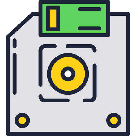 Diskette icon vector retro computer floppy diskのイラスト素材