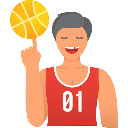 Basketball player vector man athlete flat iconのイラスト素材