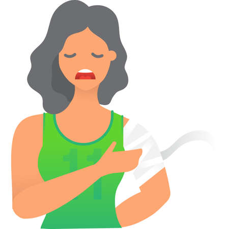 Woman sports player with injured hand iconのイラスト素材