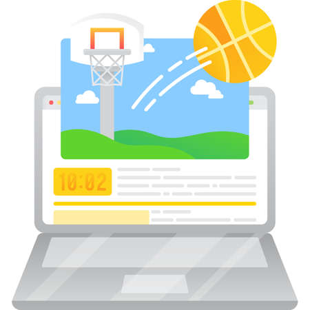 Basketball match live stream on laptop vector iconのイラスト素材