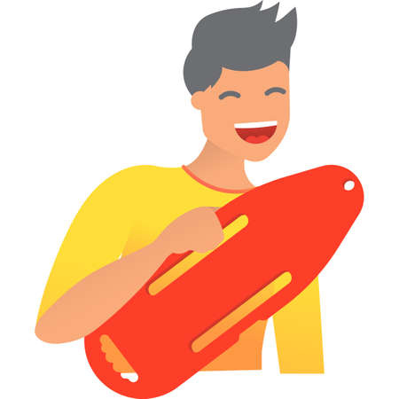 Man pool rescuer icon sea beach lifesaver vectorのイラスト素材