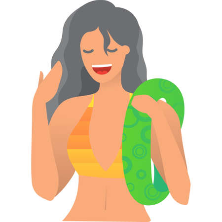 Beautiful woman going to swimming pool vector iconのイラスト素材
