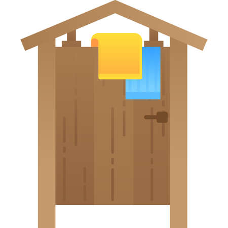 Beach changing room vector icon isolated on whiteのイラスト素材
