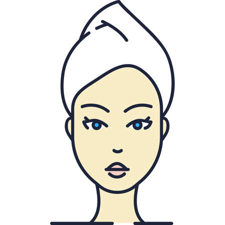 Vector woman head in towel spa treatment iconのイラスト素材