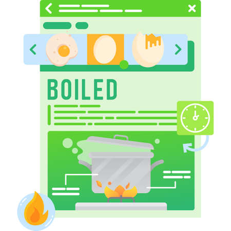 Simple recipe for boiling egg vector flat iconのイラスト素材