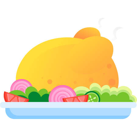 Grill chicken cooked poultry meat vector fried henのイラスト素材