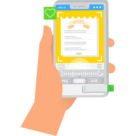 Recipe mobile app vector icon take picture of dishのイラスト素材