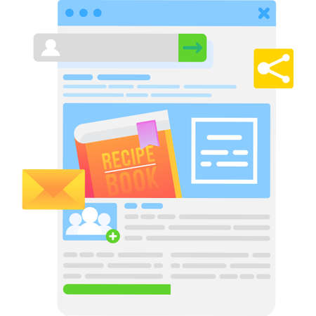 Recipe mobile app vector icon add and shareのイラスト素材