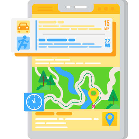 GPS app on mobile icon choose fastest routのイラスト素材