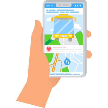 GPS app on mobile icon track bus option vectorのイラスト素材