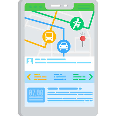 Tracker mobile app icon transport modes in phoneのイラスト素材