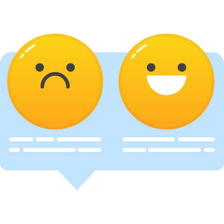 Happy and unhappy funny emoji chat bubbleのイラスト素材