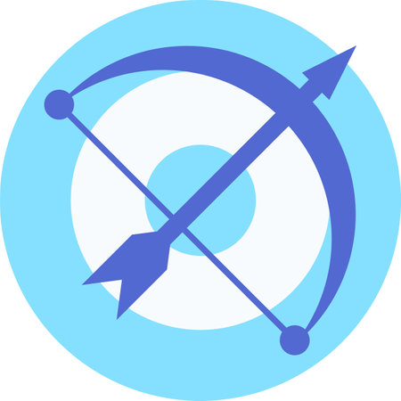 Bow and arrow over target aim icon vectorのイラスト素材