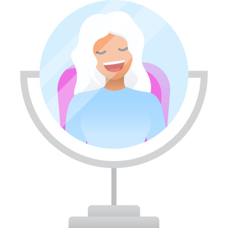 Beautiful woman mirror reflection icon flat vectorのイラスト素材