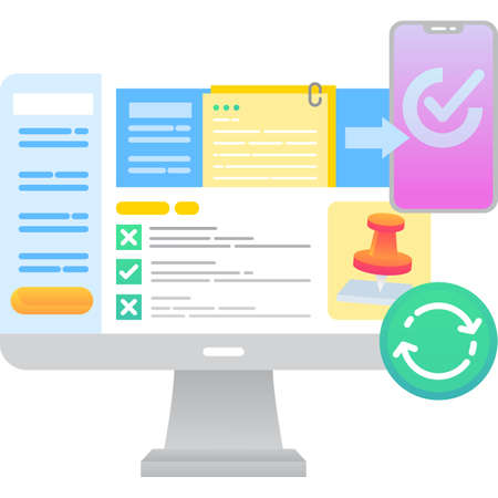 Task synch vector icon in different deviceのイラスト素材