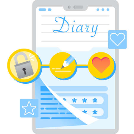 Safest electronic diary mobile app vector iconのイラスト素材
