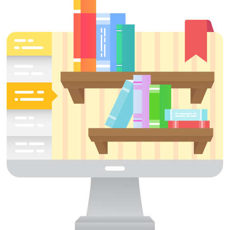 Digital library memories archive flat vector iconのイラスト素材