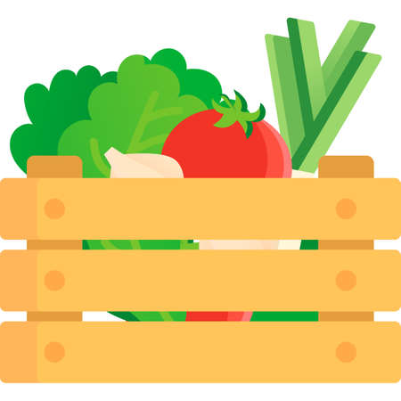 Food grocery vegetable market box icon vectorのイラスト素材