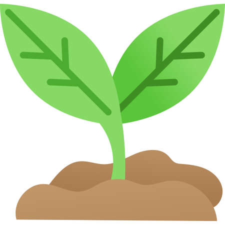 Green sprout plant in ground soil vector iconのイラスト素材