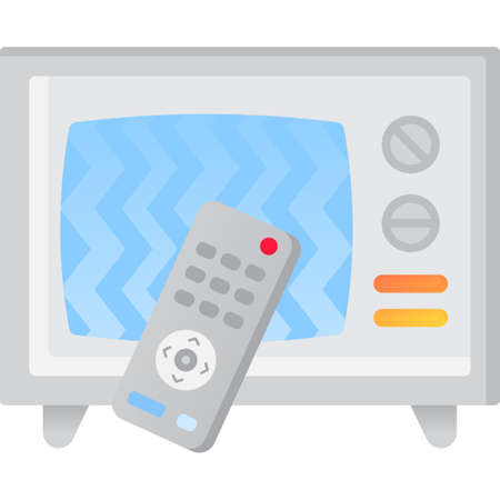 Retro tv set with remote controller vector iconのイラスト素材