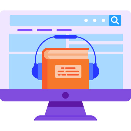 Audiobook icon search book for reading flat vectorのイラスト素材