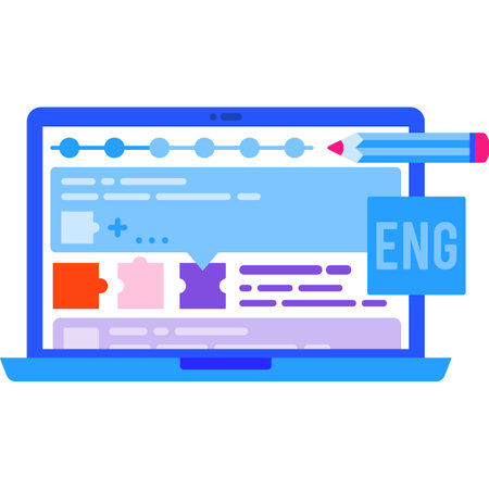 Study english online service flat vector iconのイラスト素材