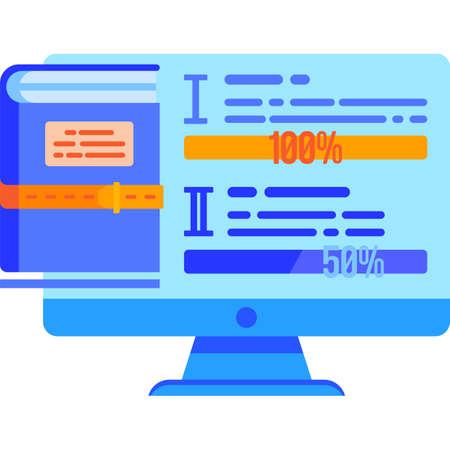 Online reading process on computer vector iconのイラスト素材