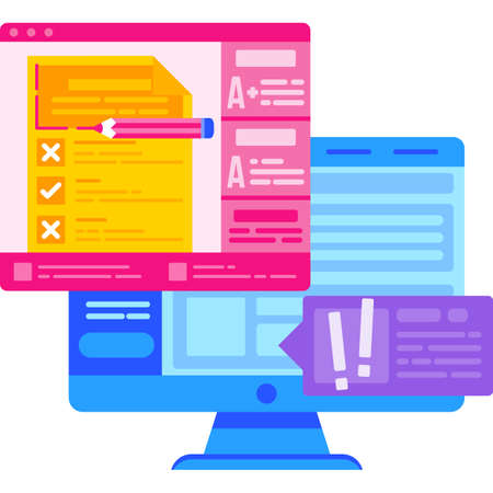 Study icon online testing, exam service vectorのイラスト素材