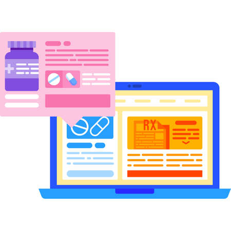Meds instruction review online service vector iconのイラスト素材