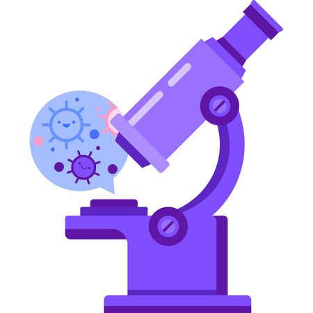 Lab medical microscope flat vector icon isolatedのイラスト素材