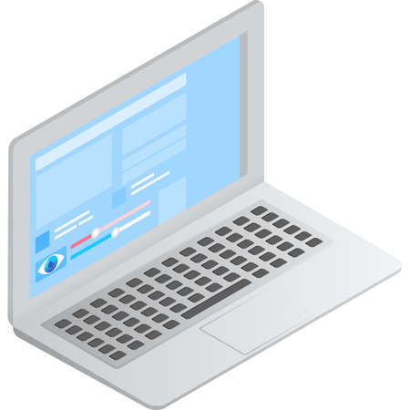 Isometric laptop online freelance job vector iconのイラスト素材