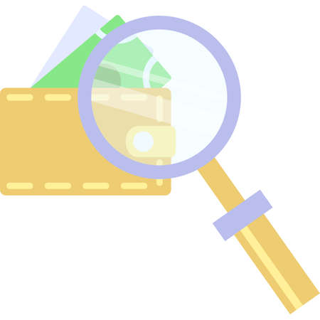 Wallet under magnifier vector capital control iconのイラスト素材
