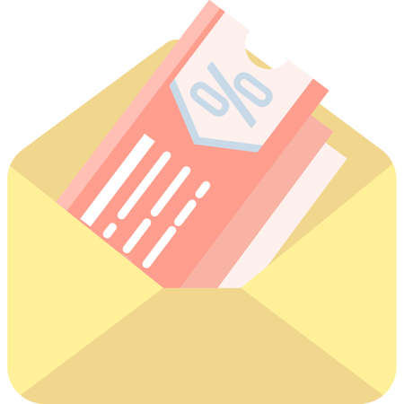 Gift voucher ticket in envelop vector iconのイラスト素材