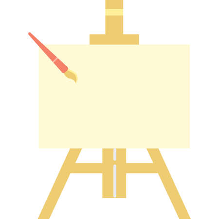 Easel and paint brush vector art canvas iconのイラスト素材