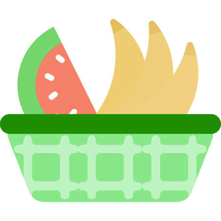 Fruit basket icon vector grocery marketのイラスト素材