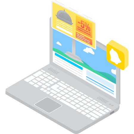 Restaurant food order service icon vector computerのイラスト素材