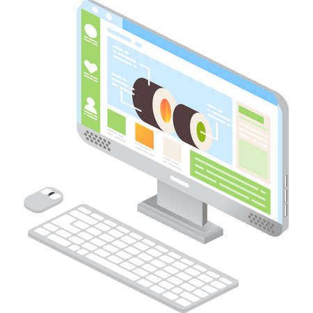 Sushi food order service icon vector computerのイラスト素材