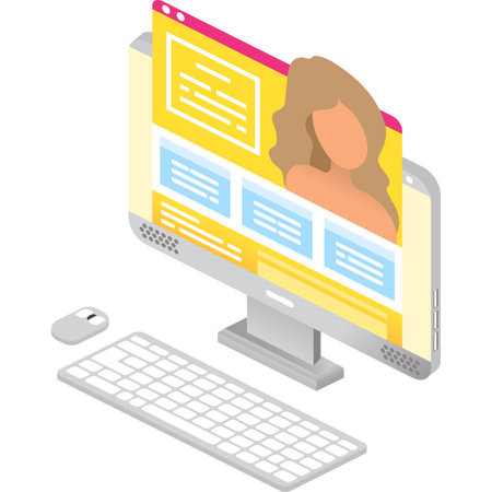 Beauty blog icon 3d vector computer screenのイラスト素材