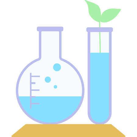 Chemical flask and plant icon flat vectorのイラスト素材