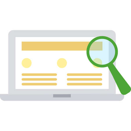 Laptop with magnifying glass icon vector isolatedのイラスト素材