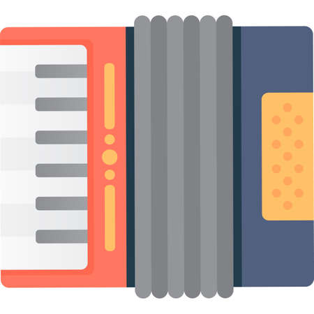 Accordion vector harmonica icon isolated on whiteのイラスト素材