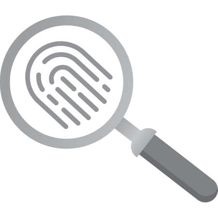 Fingerprint under loupe vector suspicion flat iconのイラスト素材