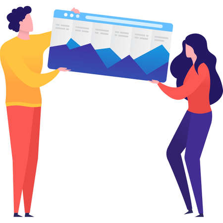 Teamwork and statistics research vector flat iconのイラスト素材