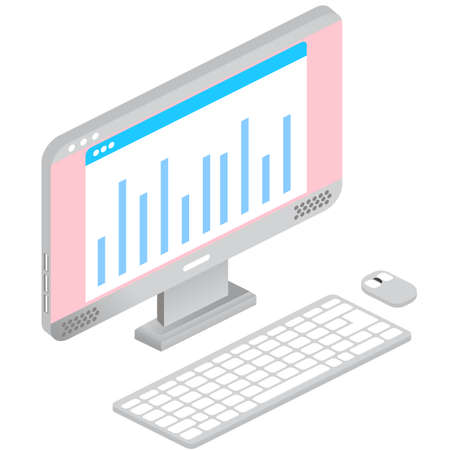 Data web analytics icon vector computer isolatedのイラスト素材