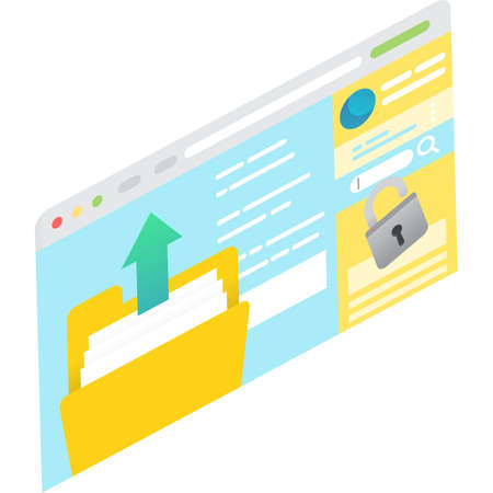 Data folder protection with lock icon vectorのイラスト素材