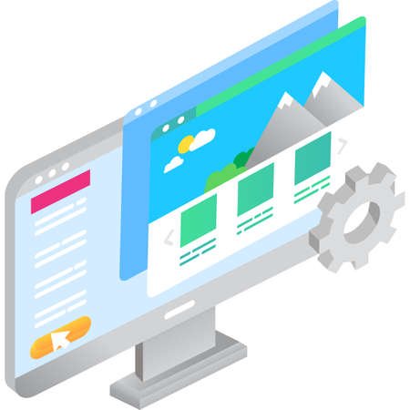 Landing page vector 3d computer icon isolatedのイラスト素材