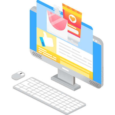 Online beauty shop vector 3d computer iconのイラスト素材