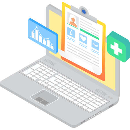 Online diagnosis service icon 3d vector computerのイラスト素材