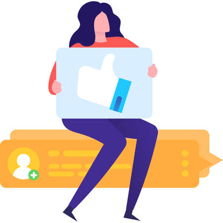 Woman holding social media like love sign iconのイラスト素材