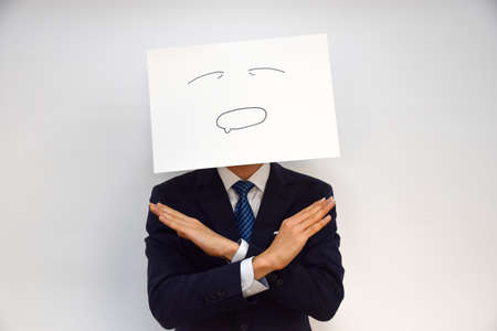 Facial expression of a person made of paper